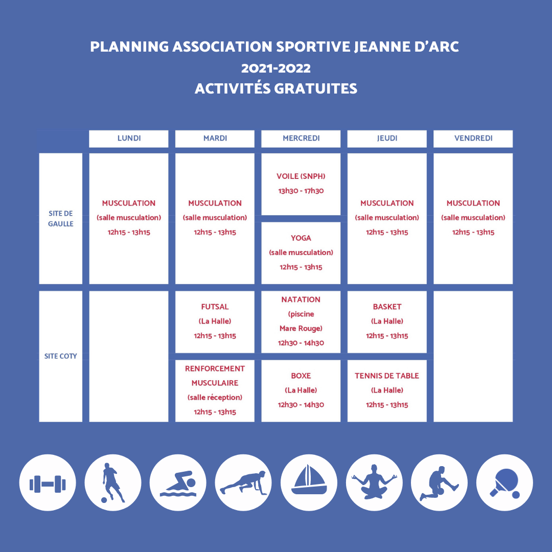 PLANNING UNSS 2021 2022 ACTIVITÉS GRATUITES 1